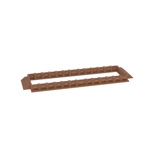 3D model of an ancient Roman bridge section with stone pillars and a walkway, rendered on a white background.