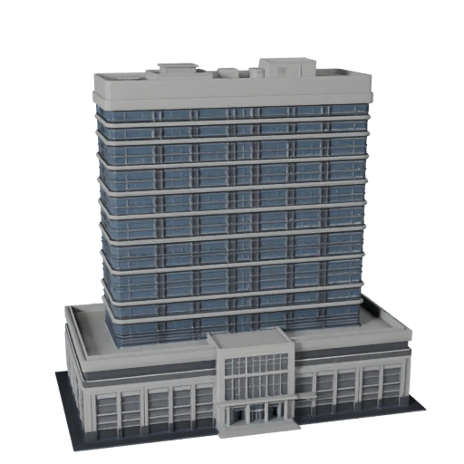 Bâtiment de bureau gouvernemental low poly 3D pour jeux et RV