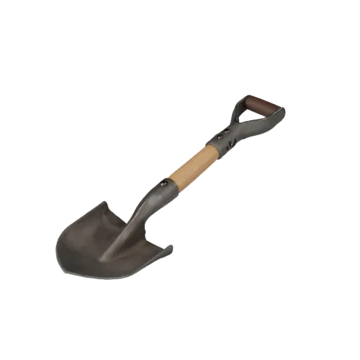 Vintage Shovel Realistic 3D model, three-quarter studio render, showing painted metal, functional silhouettes.