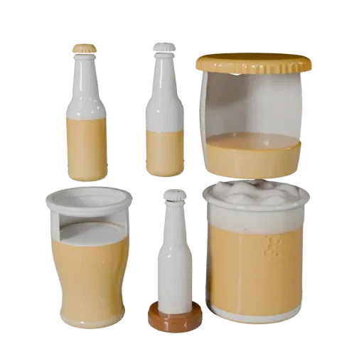 Beer Bottle STL print ready 3D model, close-up hero shot, showing drink proportion and finish under studio key light.