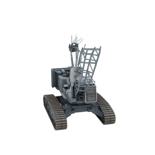 Mobile Crane Printable 3D model, isometric STL render, showing painted steel, large mechanical silhouettes.