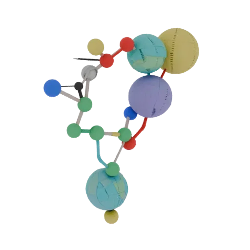 Classroom Protein Chain Education 3D model, three-quarter training render, showing colored spheres, molecule layout.