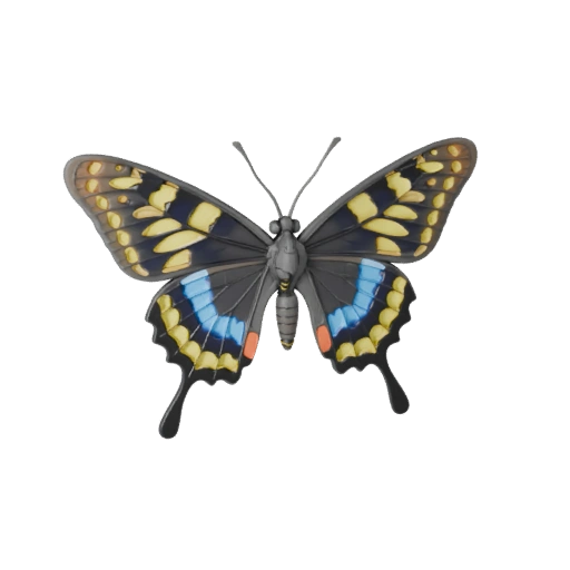 Modello 3D Farfalla Coda di Rondine Cartone Animato - Asset Stilizzato