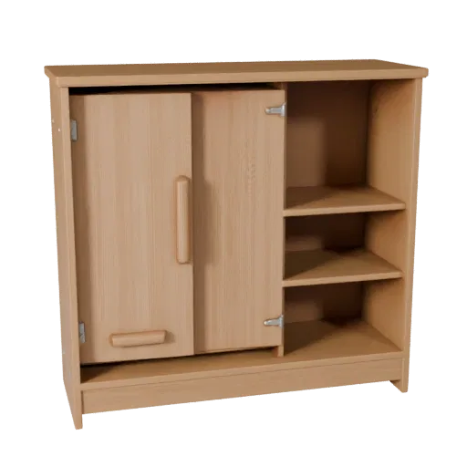 Wall Mounted Cabinet 3D model, dining room, three-quarter front view, Unreal Engine viewport, painted wood detail.