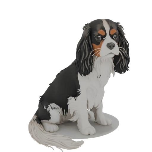 Cavalier King Charles Spaniel Sitting Pose 3D Model
