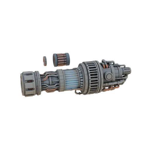 3D model of a detailed sci-fi engine component with pipes, vents, and two detachable cylindrical modules.