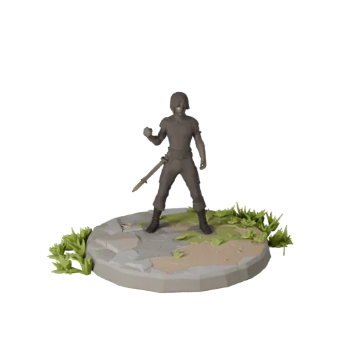 Forest Display Plinth low poly 3D model preview showing rim shape, three-quarter game view, height and ground texture
