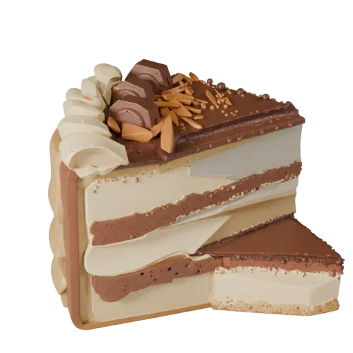 Bakery Layer Cake Stylized 3D model, stylized isometric render, showing cream, sweet food silhouette.