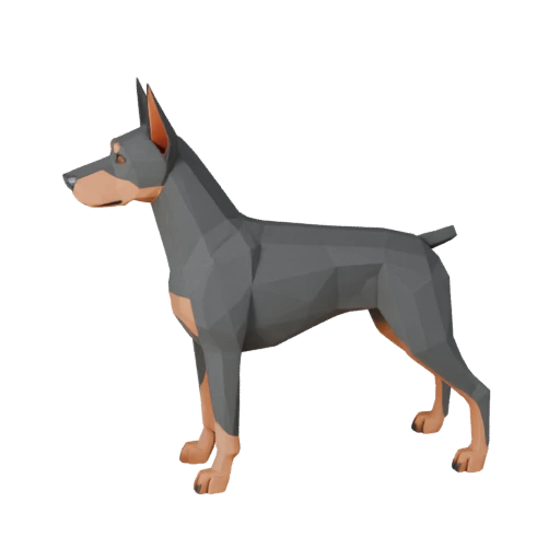 نموذج ثلاثي الأبعاد لكلب دوبرمان منخفض المضلع - أصل لعبة Unity مع FBX