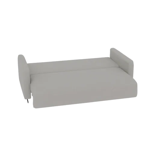 3D model of a modern light gray sofa bed with clean lines and plush cushioning, shown from a slightly elevated side view.