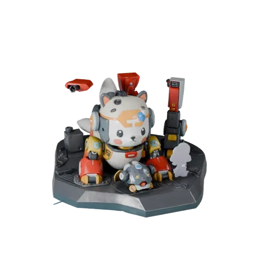 Anteprima modello 3D da collezione Robot Animale Mascotte che mostra posa, vista ravvicinata in studio, espressione e superfi