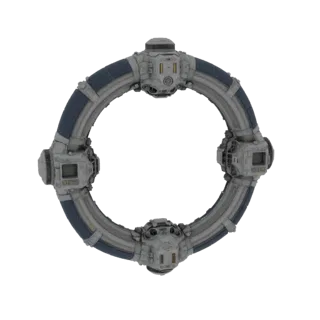 Deep Space Docking Hub Printable 3D model, isometric STL render, showing metal modules, modular station layout.