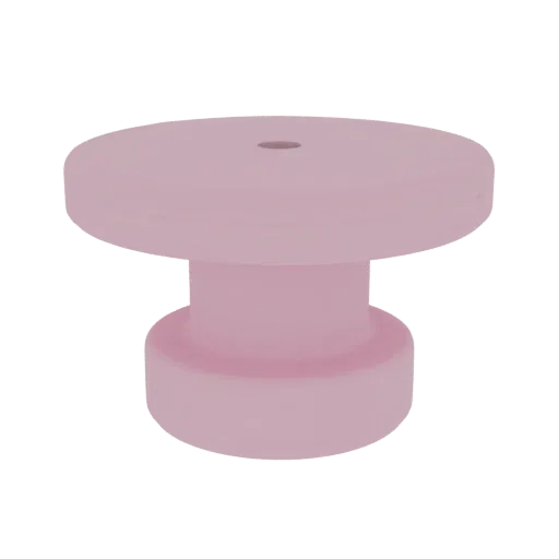 3D-Modell eines minimalistischen Möbelknopfes in Hellrosa mit kuppelförmiger Gestalt