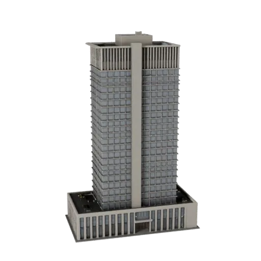 High Rise Office Tower Unreal Engine-ready 3D model, Unreal Engine viewport, showing commercial office building materials and