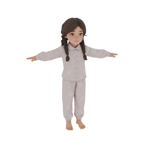 Cute Girl in Pajamas 3D Model