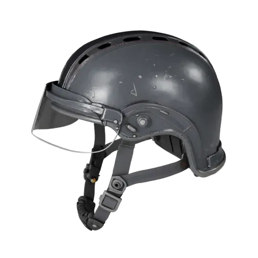 Modello 3D modulare Casco da Riscatto Anti-sommossa, vista isometrica del kit modulare, con scudi trasparenti, silhouette pro