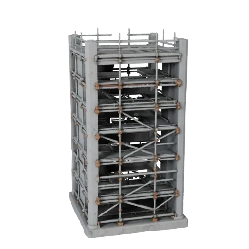 Temporary Scaffold Tower Stylized 3D model, stylized isometric render, showing concrete, site-ready silhouettes.
