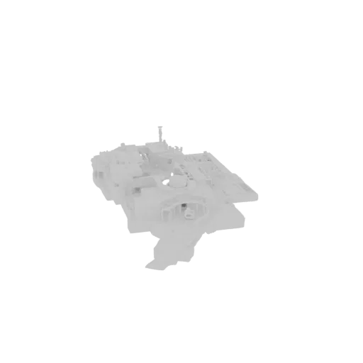 Modelo 3D de um veículo de comando militar moderno, visto de um ângulo de três quartos, contra um fundo branco.