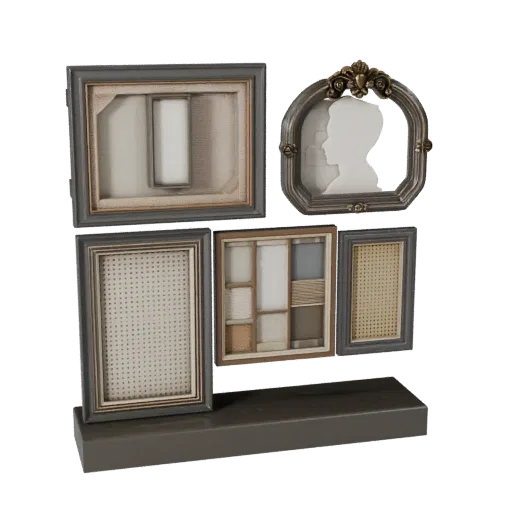 Luxury Wall Art 3D model, living room, three-quarter front view, Unreal Engine viewport, ceramic detail.