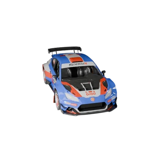 Rallye-Auto 3D-Modell, Drei-Viertel-Spiel-Viewport, Unity-fertiges Fahrzeug-Asset mit Karosserielinien, Verglasung, Radstand