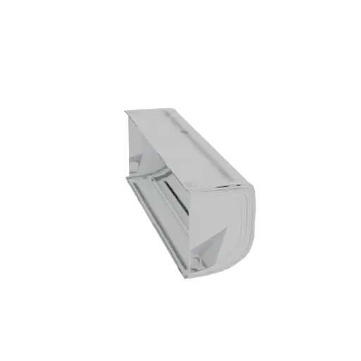 3D model of a modern white split air conditioner unit, viewed from a slight angle.