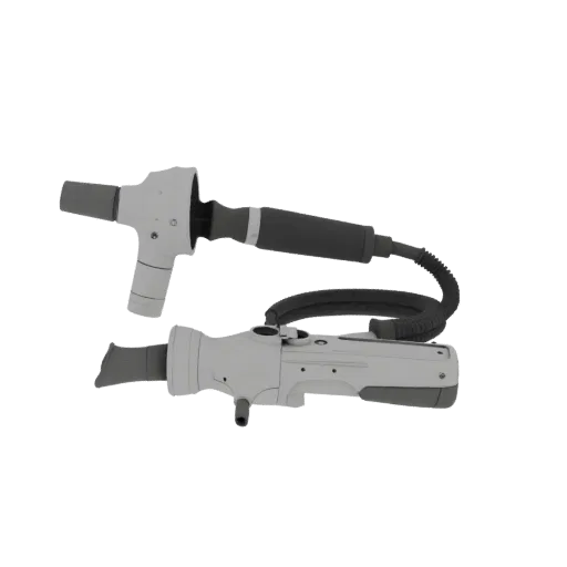 Diagnostic Otoscope Realistic 3D model, three-quarter studio render, showing stainless steel, handheld tool scale.