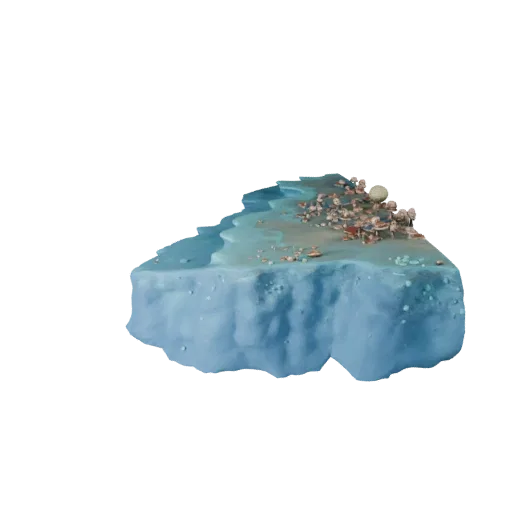 Coral Reef Water Base Realistic 3D model, three-quarter environment render, showing wet stone, water edges.
