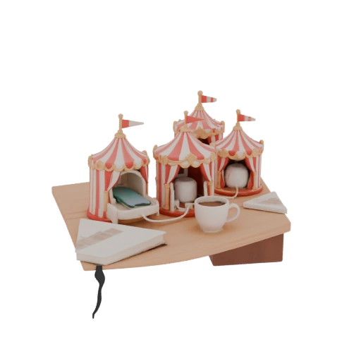 Circus Tent Charging Stations with Coffee and Book