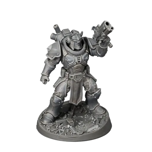 Sci-Fi Warrior Miniature high poly 3D model preview showing silhouette, studio close-up view, pose and resin detail