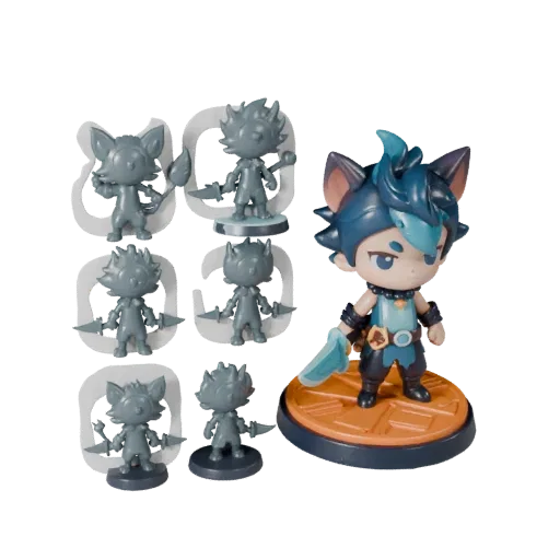 Chibi Animal Figurine collectible 3D model preview showing pose, studio close-up view and surface detail