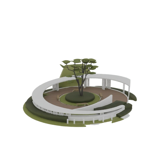 Modern Circular Garden Pavilion with Tree