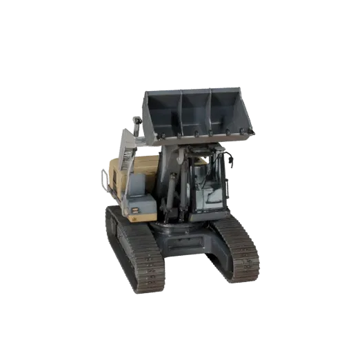 Construction Wheel Loader Realistic 3D model, three-quarter studio render, showing painted steel, form detail.