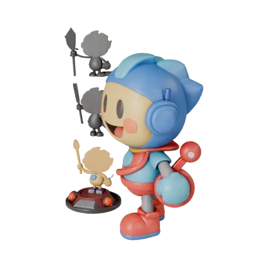 Anteprima del modello 3D stilizzato di Mascotte di Cibo Sportivo che mostra posa, vista di gioco a tre quarti, espressione e