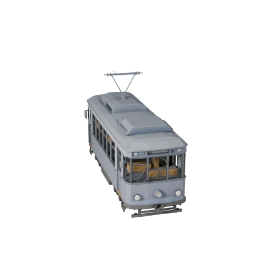 Modelo 3D de Tranvía Poligonal Bajo para Unity y Unreal PBR Asset