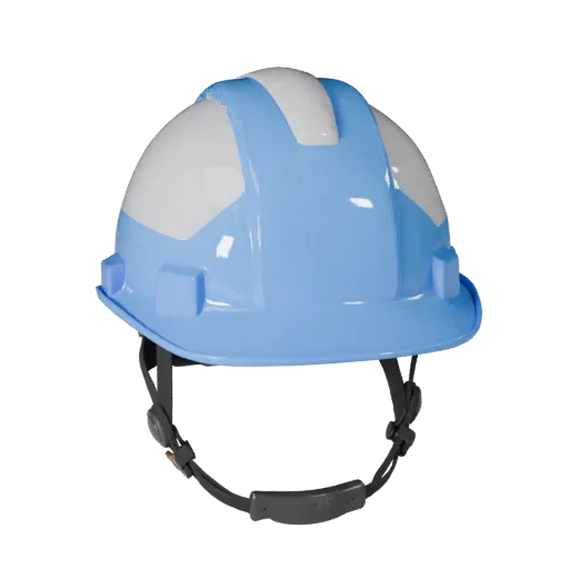 Emergency Hard Hat Product Viz 3D model, three-quarter studio product render, showing plastic shells, form detail.