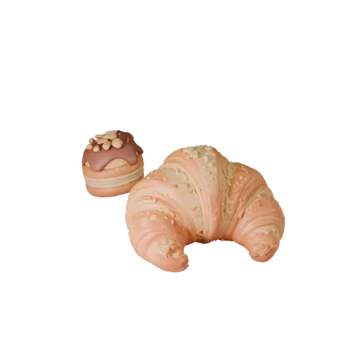 Croissant High Poly 3D model, close-up studio render, showing cream, sweet food silhouette.