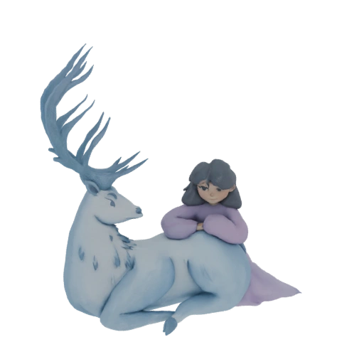 Mystical Deer and Girl