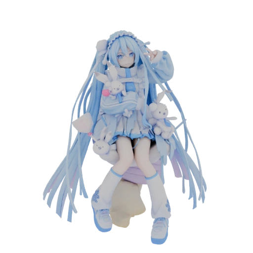 Winter Miku Figure with Bunny Plushies
