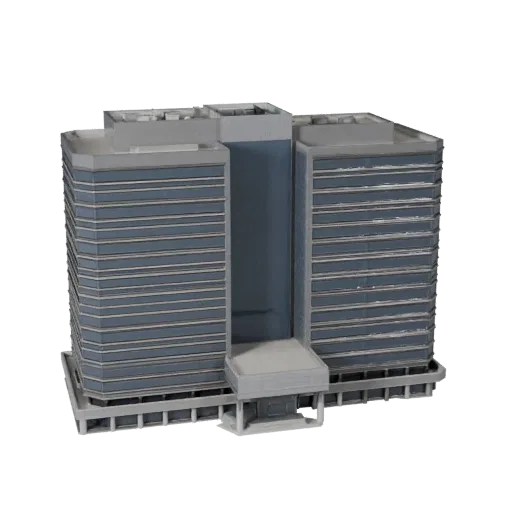 Government Office Building Unreal Engine-ready 3D model, Unreal Engine viewport, showing commercial office building materials