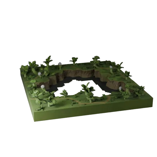 Forest Floor Terrain Tile Realistic 3D model, three-quarter environment render, showing layered soil, terrain detail.