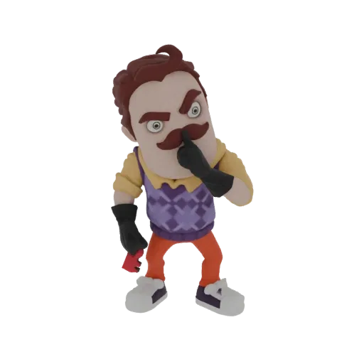 Neighbor Character with Finger to Lips Pose 3D Model