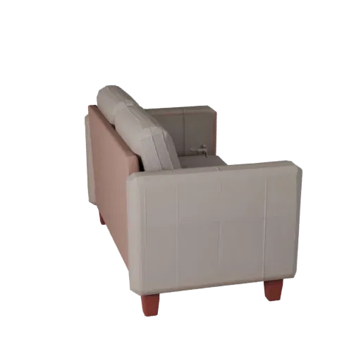 Compact Modular Couch Low Poly 3D model, living room, game viewport three-quarter view, woven fabric detail.