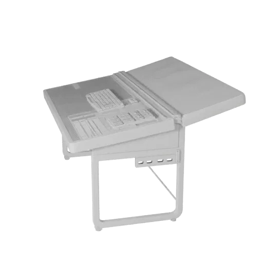 Minimal Keyboard 3D model, three-quarter front view, Unreal Engine viewport, showing plastic, desk-scale silhouettes.