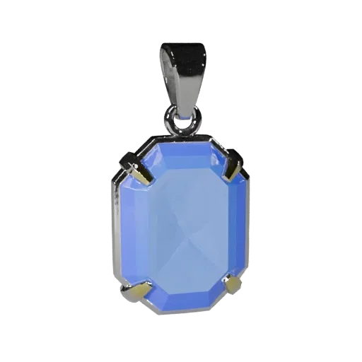 Sapphire Pendant game ready 3D model, isometric studio render, highlighting pendant seams, edges, and finish layers.