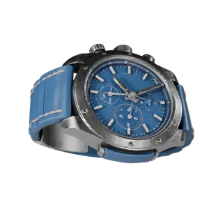 Diver Chronograph Watch 3D model, three-quarter front view, Unity viewport, showing metal cases, wrist scale.