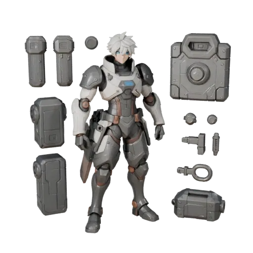 Anime Armored NPC Scientist Character Model - Rigged