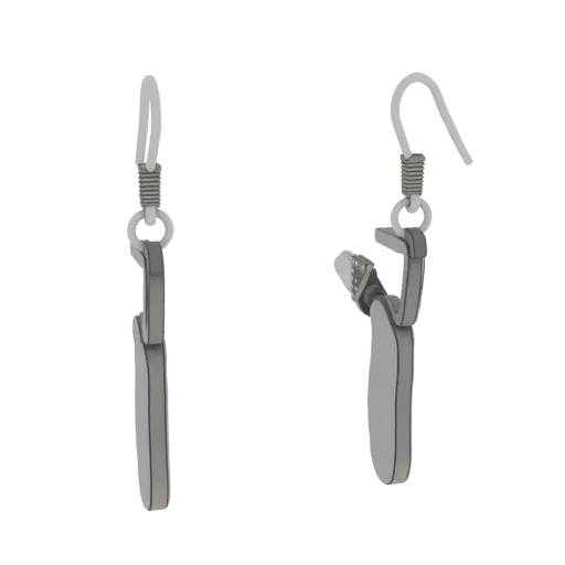 Drop Earring product viz 3D model, side view studio render, with clean topology and PBR shading on the earring.