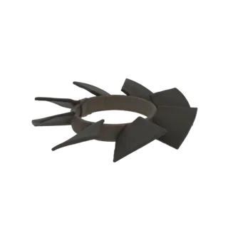 Modelo 3D de tiara escura com espinhos afiados e angulares irradiando para fora, apresentado em fundo branco.