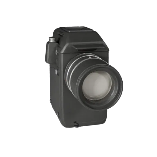 Vintage Video Camera Modular 3D model, isometric modular kit view, showing textured grips, lens barrels.