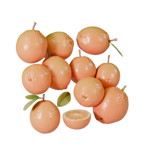 Fresh Orange 3D model, three-quarter front view, AR viewer studio render, showing skin pores, recognizable fruit forms.